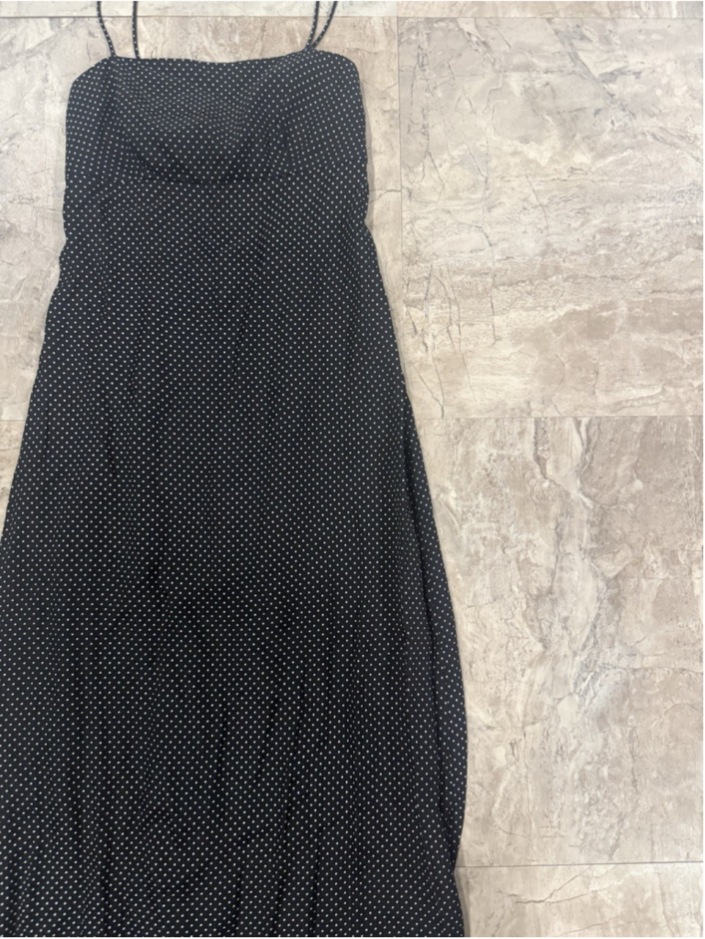 80s Vintage Dress EXPO Navy Polka Dot Maxi Cottagecore Sz 6 Back Bow
